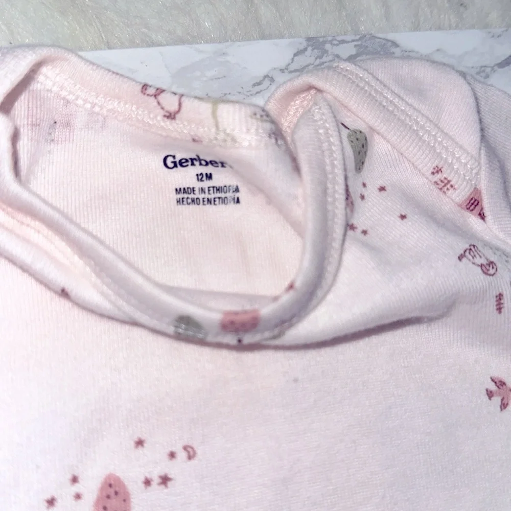 Gerbers Pink Baby one piece with Cute Print size 12 months